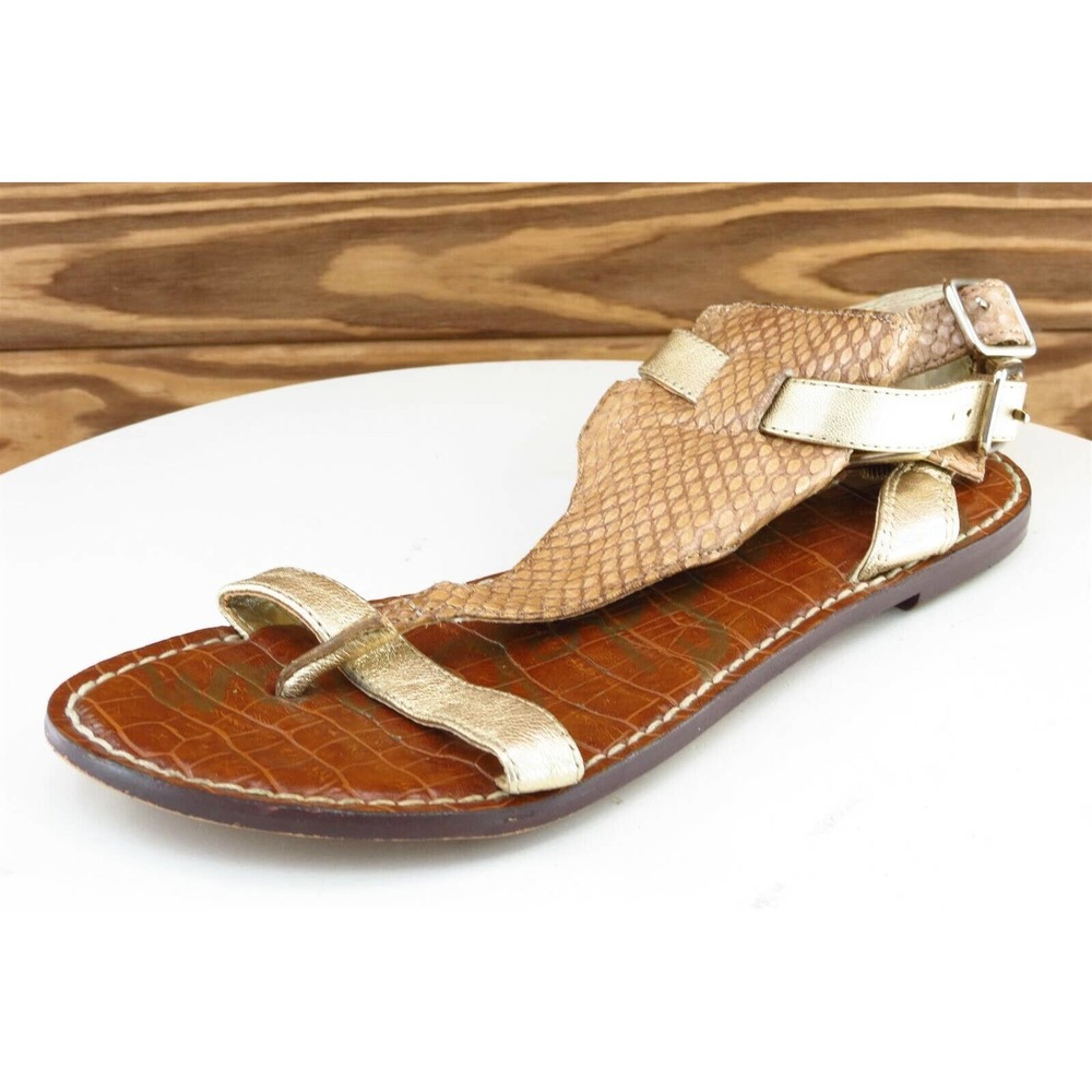 Sam Edelman Sz 6.5 M Brown Thong Leather Women Sandals Grenna